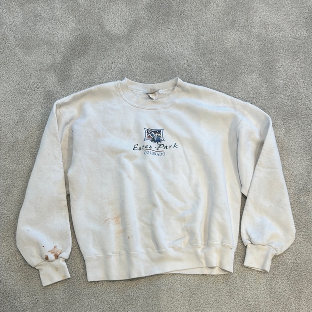 White Womens Super Sweats Estes Park Crewneck Sweater